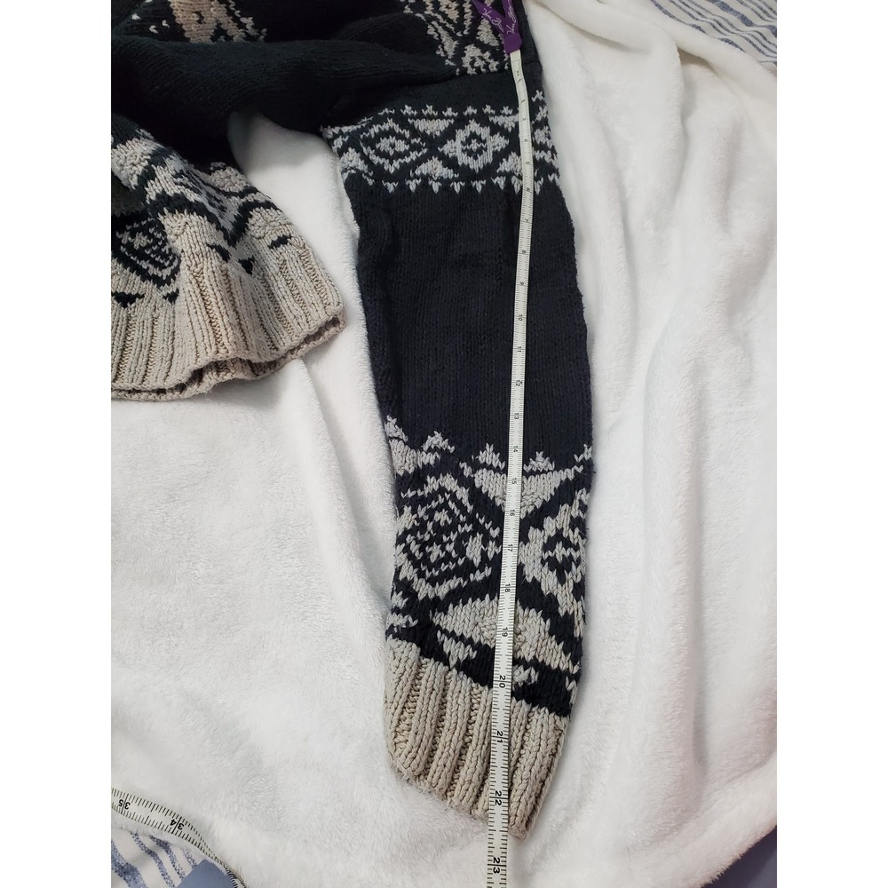 Lauren Ralph Lauren Hand Knit Canoe Fair Isle Linen Cotton Sweater Black Large - Picture 12 of 13